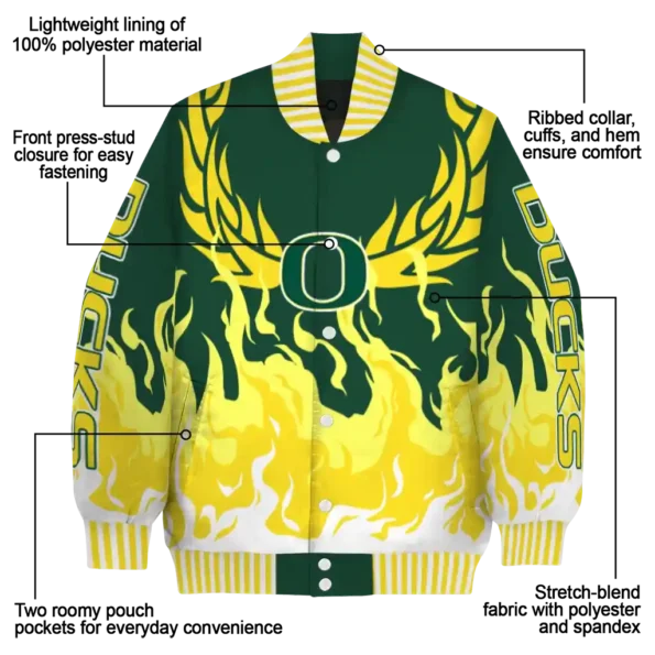 custom oregon ducks winged blaze green white varsity jacket new arrival.webp