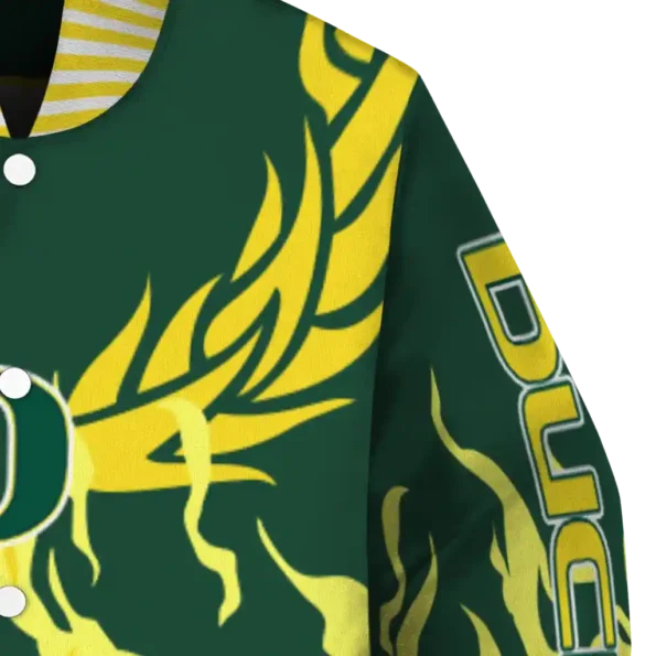 custom oregon ducks winged blaze green white varsity jacket premium grade.webp