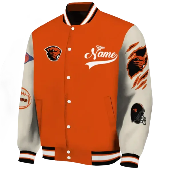 custom oregon state beavers wildcat pawprint orange nude varsity jacket best selling.webp