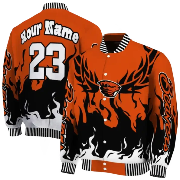 custom oregon state beavers winged blaze orange white varsity jacket fashion forward.webp