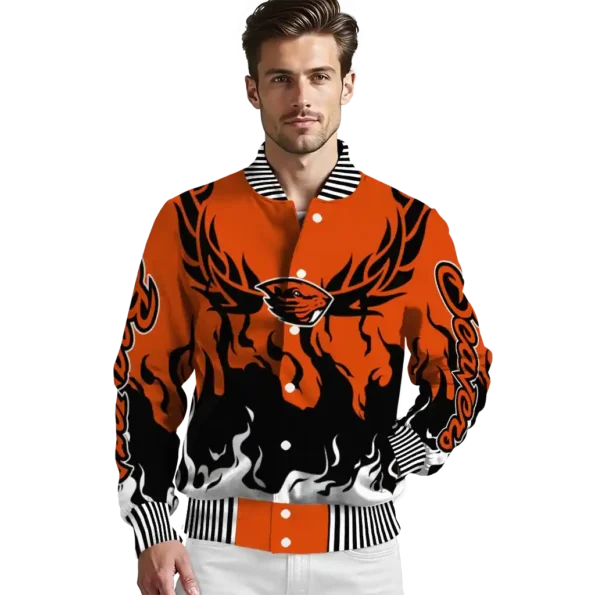 custom oregon state beavers winged blaze orange white varsity jacket high quality.webp