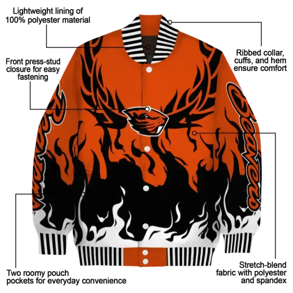 custom oregon state beavers winged blaze orange white varsity jacket new arrival.webp