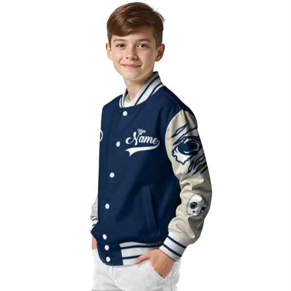 custom penn state nittany lions wildcat pawprint blue nude varsity jacket trendy.webp