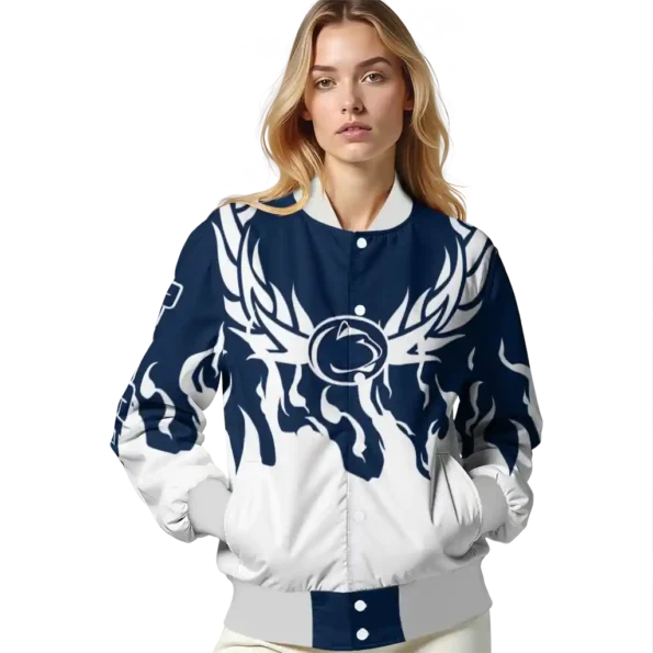 custom penn state nittany lions winged blaze blue white varsity jacket latest model.webp
