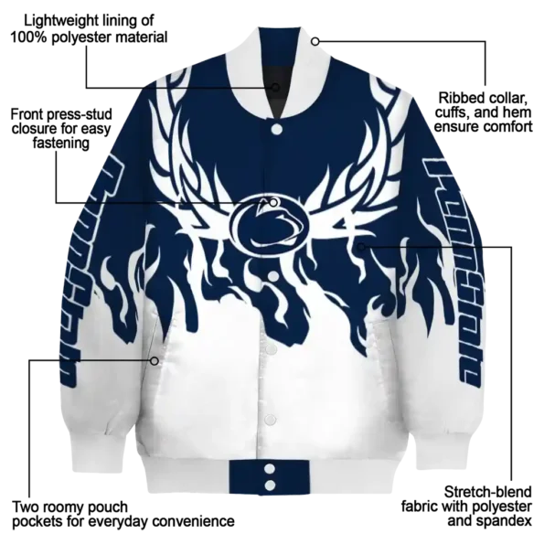 custom penn state nittany lions winged blaze blue white varsity jacket new arrival.webp