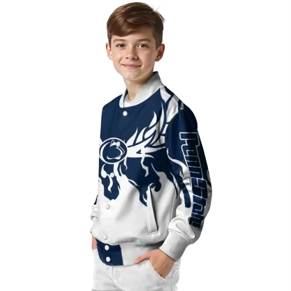 custom penn state nittany lions winged blaze blue white varsity jacket trendy.webp