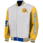 custom pittsburgh panthers speckled arms royal blue gray varsity jacket best selling.webp