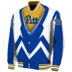 custom pittsburgh panthers v stripes royal blue white varsity jacket best selling.webp