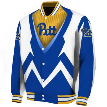 custom pittsburgh panthers v stripes royal blue white varsity jacket best selling.webp