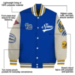 custom pittsburgh panthers wildcat pawprint royal blue nude varsity jacket best selling.webp