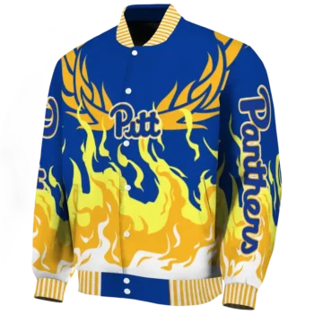custom pittsburgh panthers winged blaze royal blue white varsity jacket best selling.webp