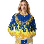 custom pittsburgh panthers winged blaze royal blue white varsity jacket best selling.webp