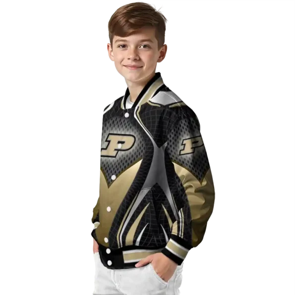 custom purdue boilermakers mesh chest black varsity jacket trendy.webp