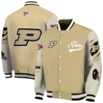 custom purdue boilermakers wildcat pawprint gold nude varsity jacket best selling.webp