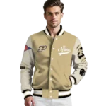 custom purdue boilermakers wildcat pawprint gold nude varsity jacket best selling.webp