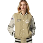 custom purdue boilermakers wildcat pawprint gold nude varsity jacket best selling.webp