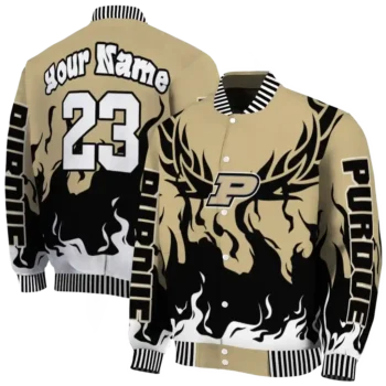 custom purdue boilermakers winged blaze gold white varsity jacket fashion forward.webp
