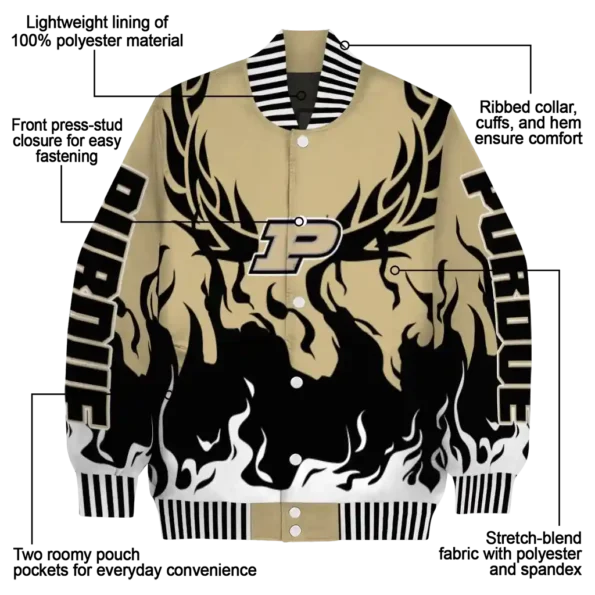 custom purdue boilermakers winged blaze gold white varsity jacket new arrival.webp