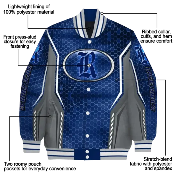 custom rice owls power plate navy blue varsity jacket new arrival.webp