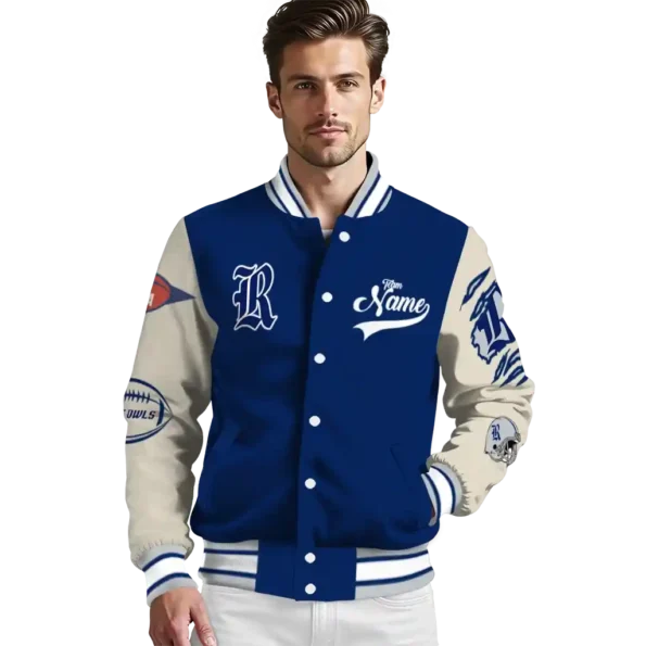 custom rice owls wildcat pawprint navy blue nude varsity jacket high quality.webp