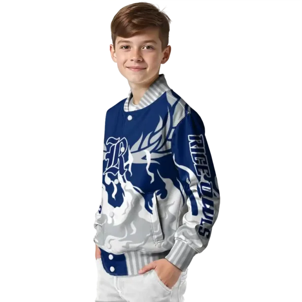 custom rice owls winged blaze navy blue white varsity jacket trendy.webp