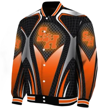 custom sam houston bearkats mesh chest white black varsity jacket best selling.webp