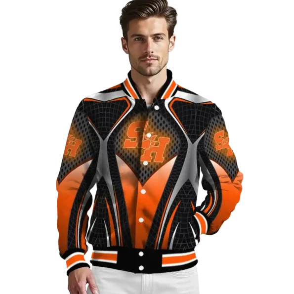 custom sam houston bearkats mesh chest white black varsity jacket high quality.webp