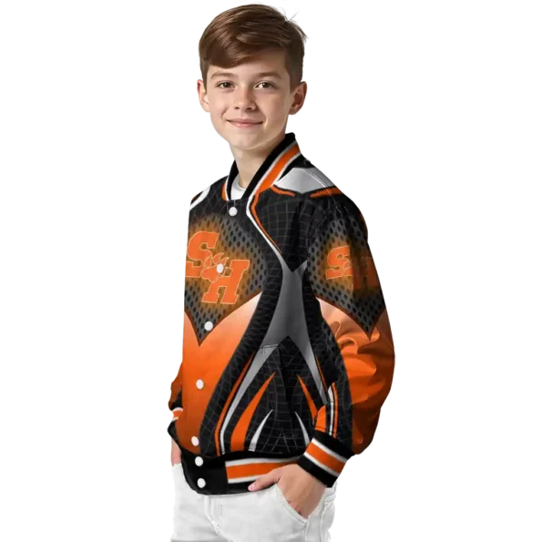 custom sam houston bearkats mesh chest white black varsity jacket trendy.webp