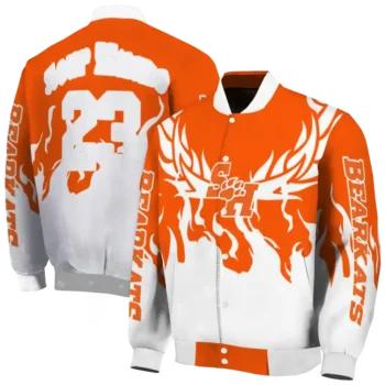 custom sam houston bearkats winged blaze orange white varsity jacket fashion forward.webp