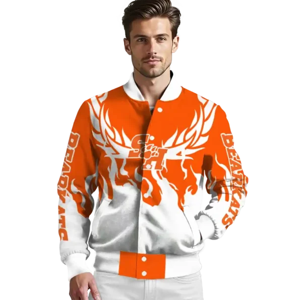 custom sam houston bearkats winged blaze orange white varsity jacket high quality.webp