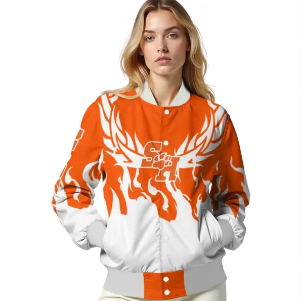 custom sam houston bearkats winged blaze orange white varsity jacket latest model.webp