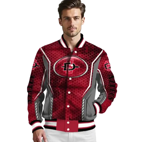 custom san diego state aztecs power plate red varsity jacket high quality.webp
