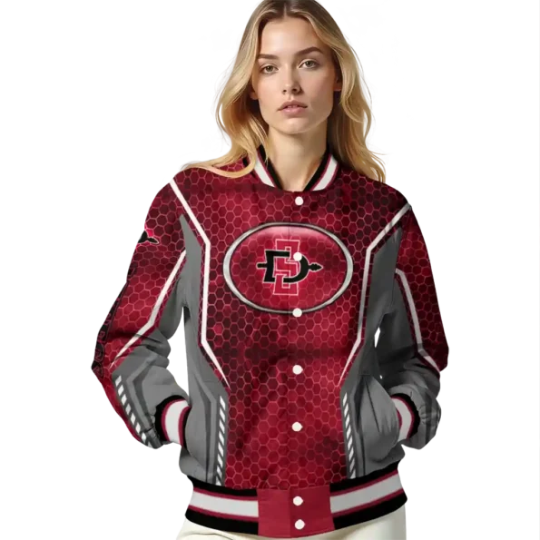 custom san diego state aztecs power plate red varsity jacket latest model.webp