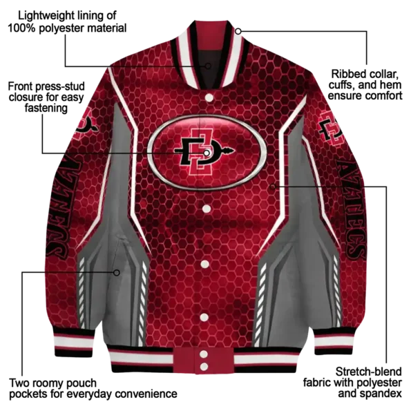 custom san diego state aztecs power plate red varsity jacket new arrival.webp