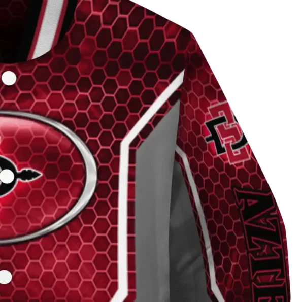custom san diego state aztecs power plate red varsity jacket premium grade.webp
