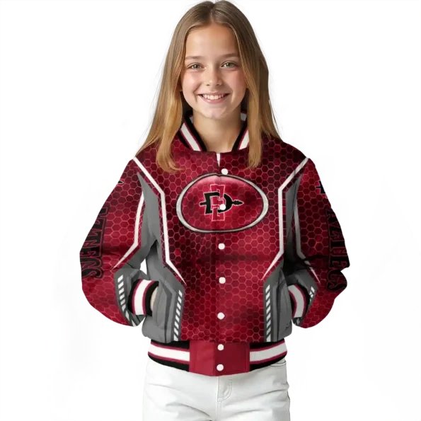 custom san diego state aztecs power plate red varsity jacket top rated.webp