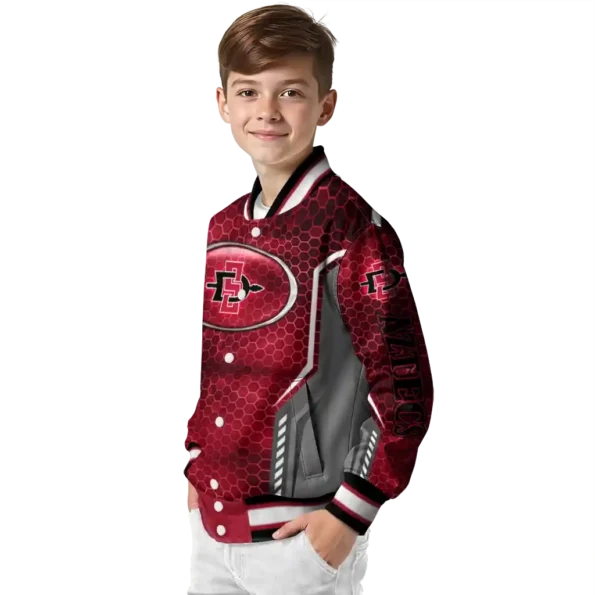 custom san diego state aztecs power plate red varsity jacket trendy.webp