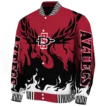 custom san diego state aztecs winged blaze red white varsity jacket best selling.webp