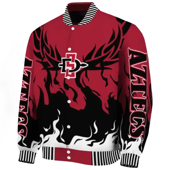 custom san diego state aztecs winged blaze red white varsity jacket best selling.webp