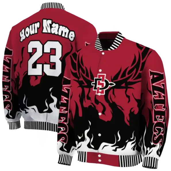 custom san diego state aztecs winged blaze red white varsity jacket fashion forward.webp