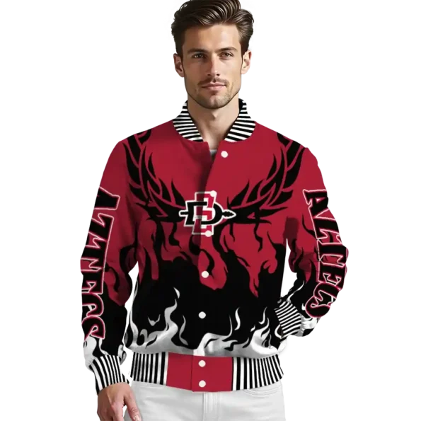 custom san diego state aztecs winged blaze red white varsity jacket high quality.webp