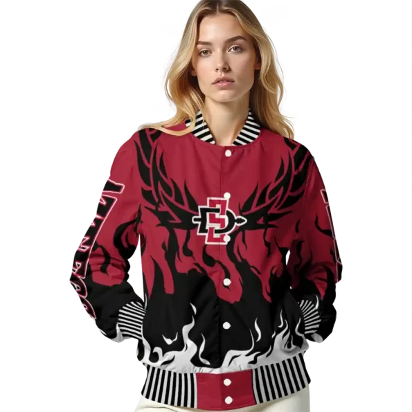 custom san diego state aztecs winged blaze red white varsity jacket latest model.webp