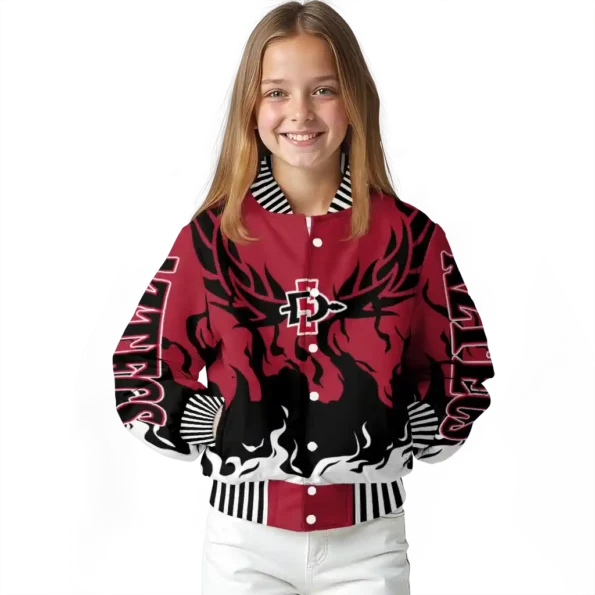 custom san diego state aztecs winged blaze red white varsity jacket top rated.webp