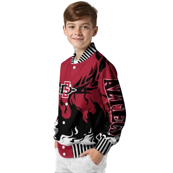 custom san diego state aztecs winged blaze red white varsity jacket trendy.webp