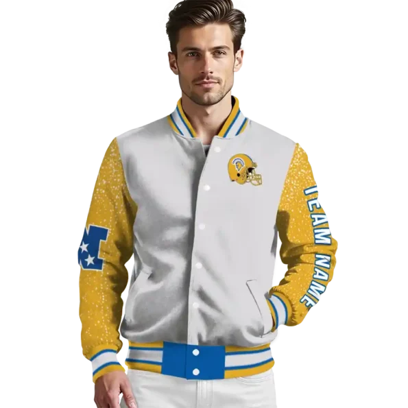 custom san jose state spartans speckled arms blue gray varsity jacket high quality.webp