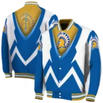 custom san jose state spartans v stripes blue white varsity jacket best selling.webp
