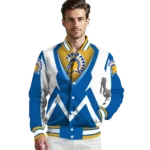 custom san jose state spartans v stripes blue white varsity jacket best selling.webp