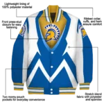 custom san jose state spartans v stripes blue white varsity jacket best selling.webp
