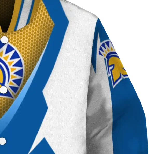 custom san jose state spartans v stripes blue white varsity jacket premium grade.webp