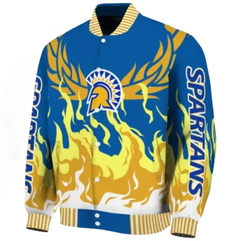 custom san jose state spartans winged blaze blue white varsity jacket best selling.webp